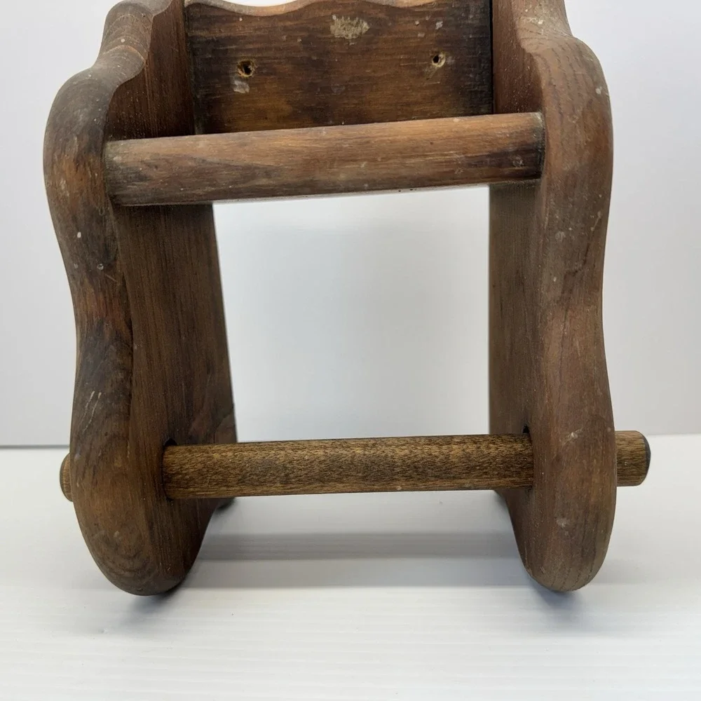 Country Style Vintage Brown Wooden toilet paper holder Wall Display Shelf